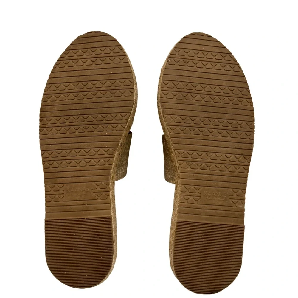 Kaanas Gold Croc Embossed Espadrille Slides Womens 38 Platform‎ Sandals